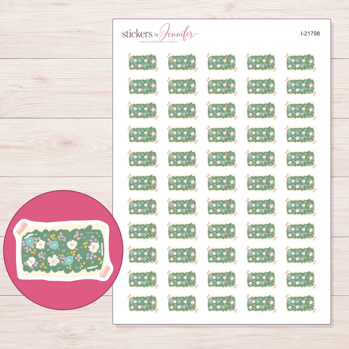 I-21798 planner sticker sheet with enlarged sticker detail