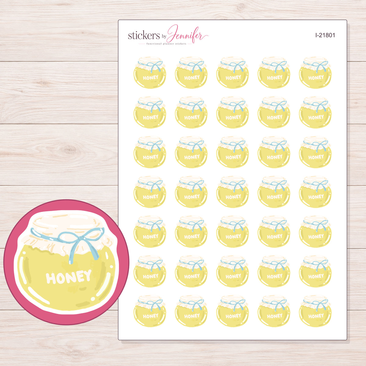 I-21801 planner sticker sheet with enlarged sticker detail