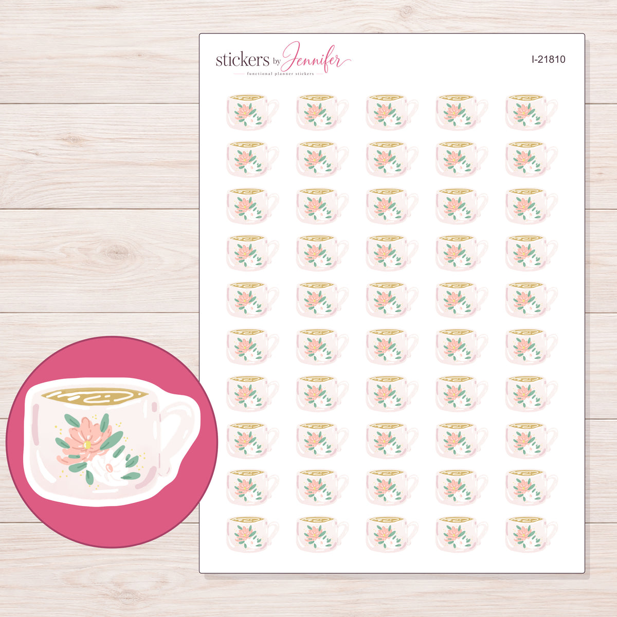 I-21810 planner sticker sheet with enlarged sticker detail