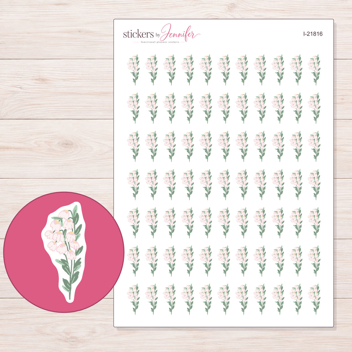 I-21816 planner sticker sheet with enlarged sticker detail