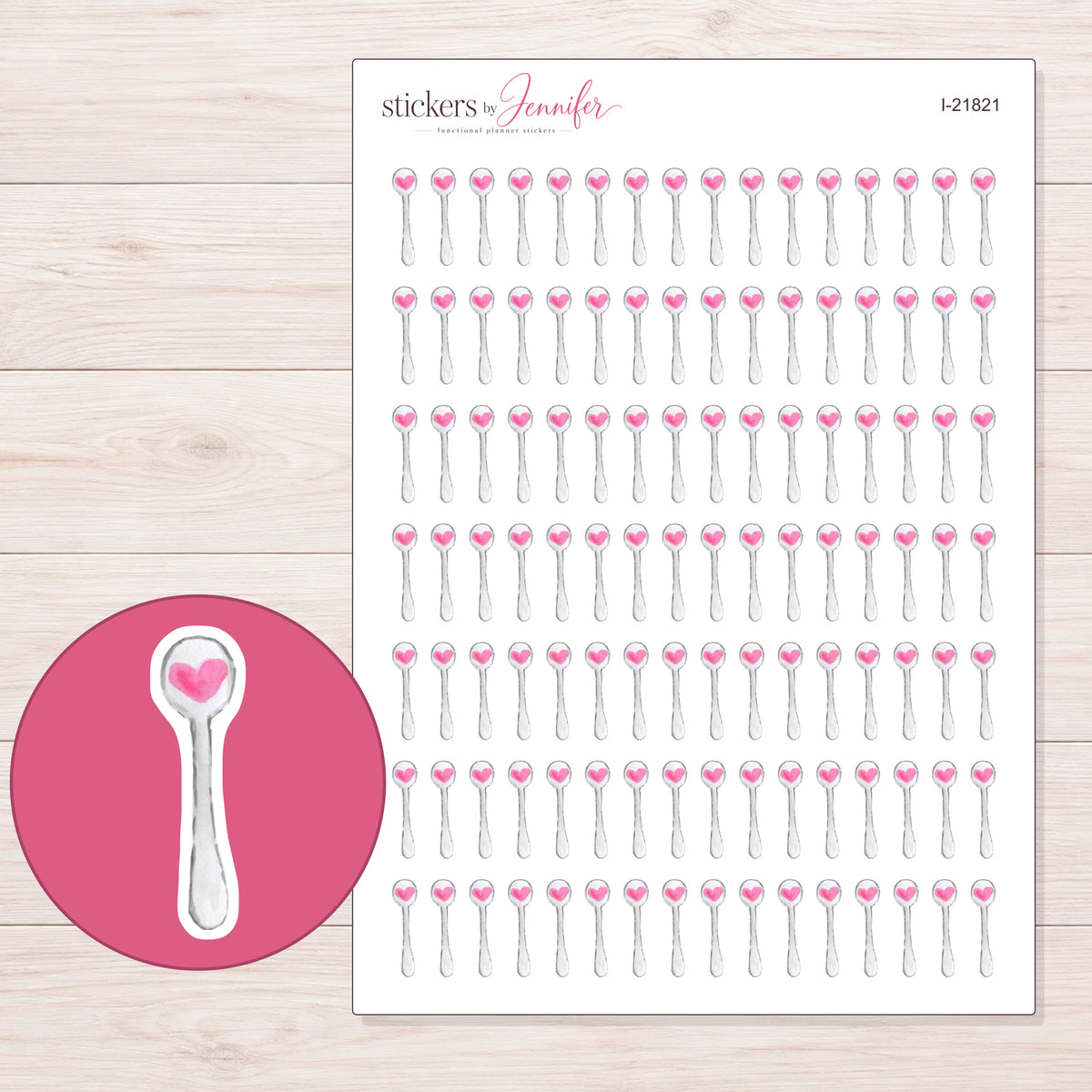 I-21821 planner sticker sheet with enlarged sticker detail