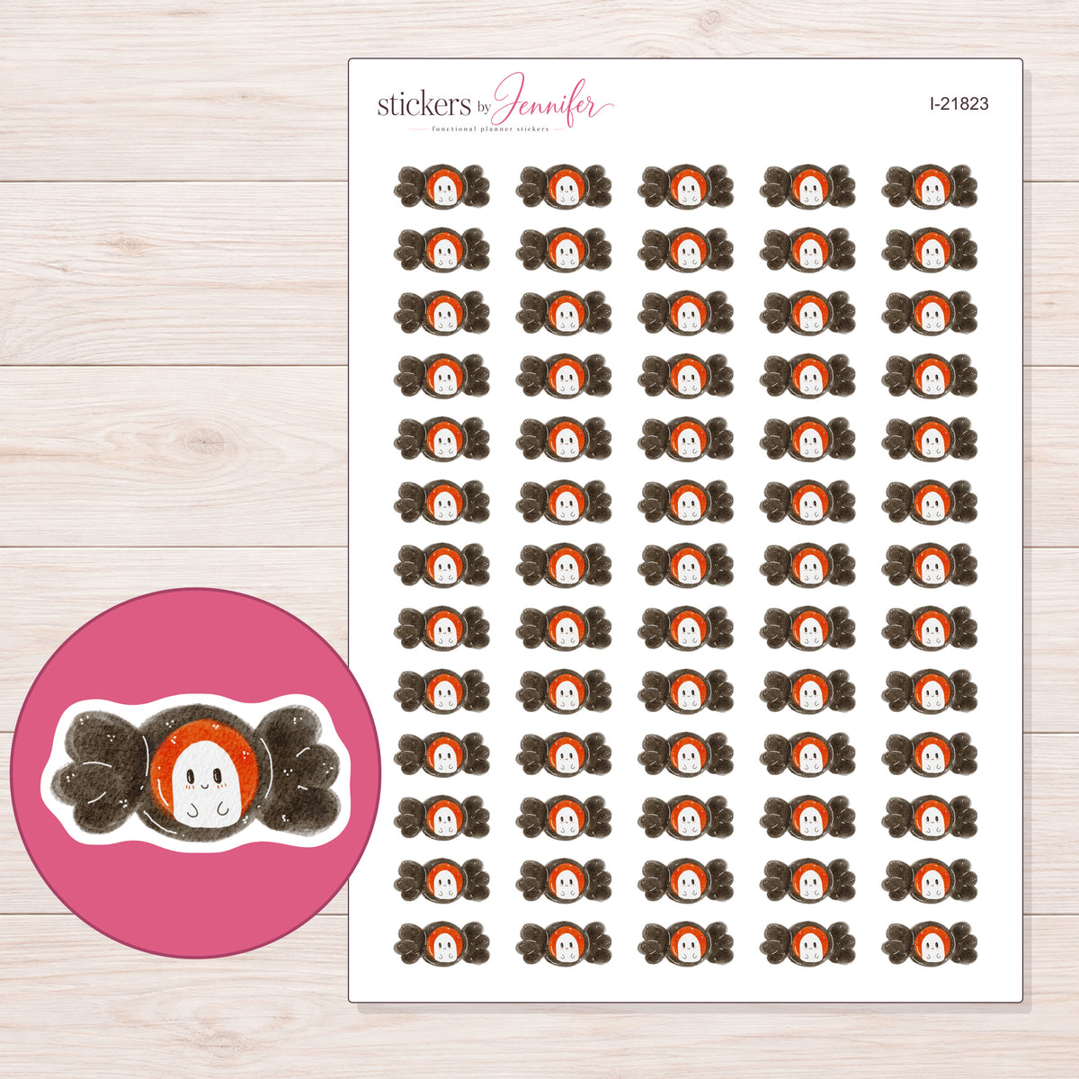 I-21823 planner sticker sheet with enlarged sticker detail