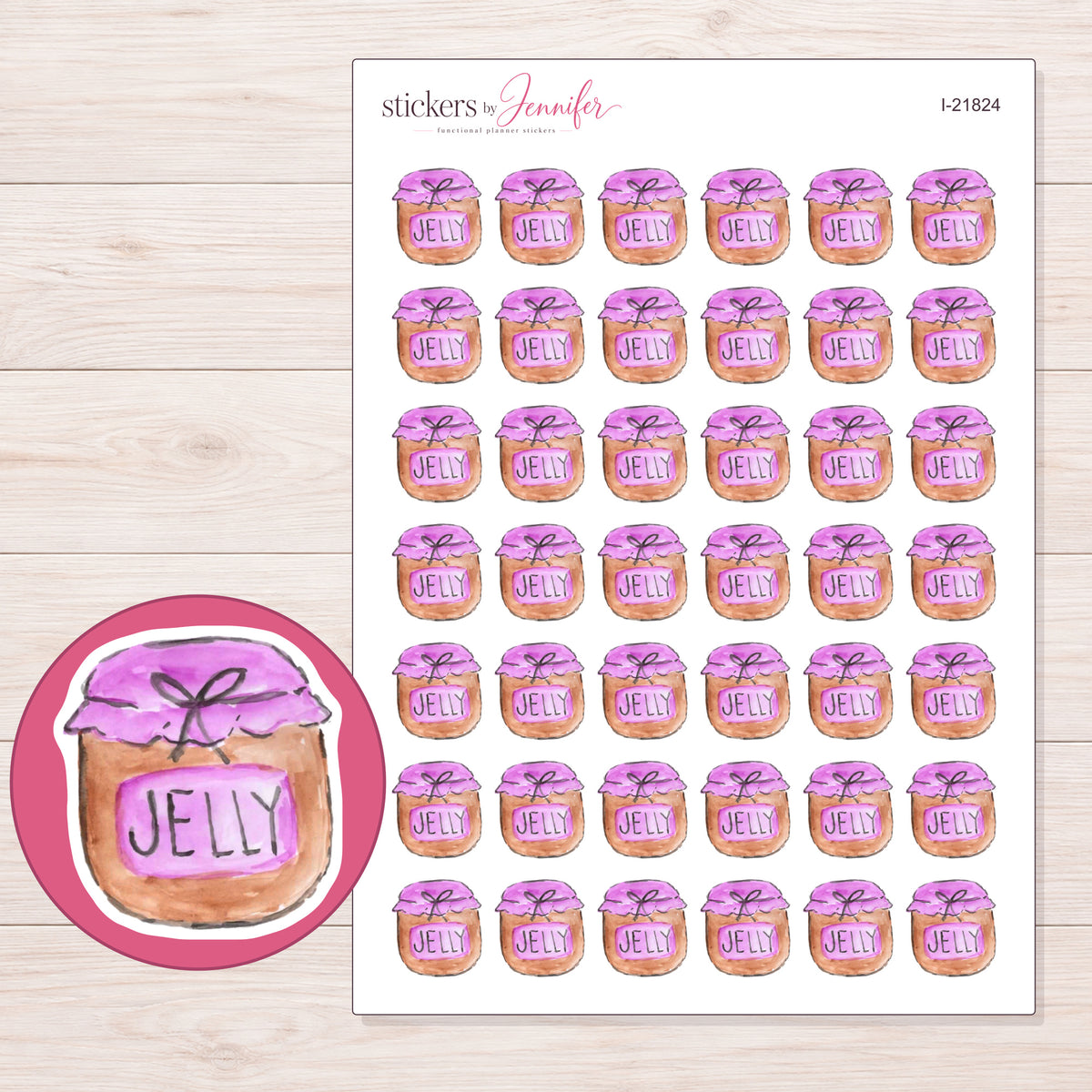 I-21824 planner sticker sheet with enlarged sticker detail