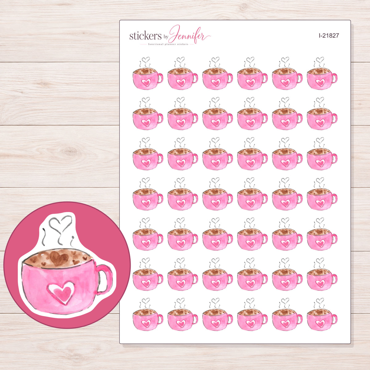I-21827 planner sticker sheet with enlarged sticker detail