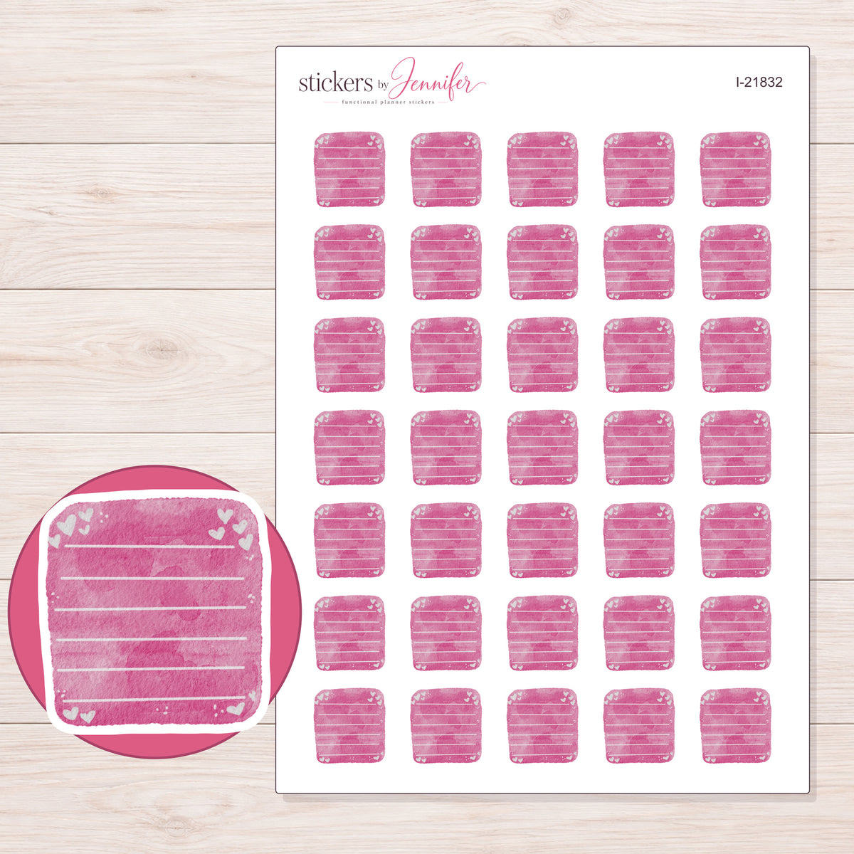 I-21832 planner sticker sheet with enlarged sticker detail