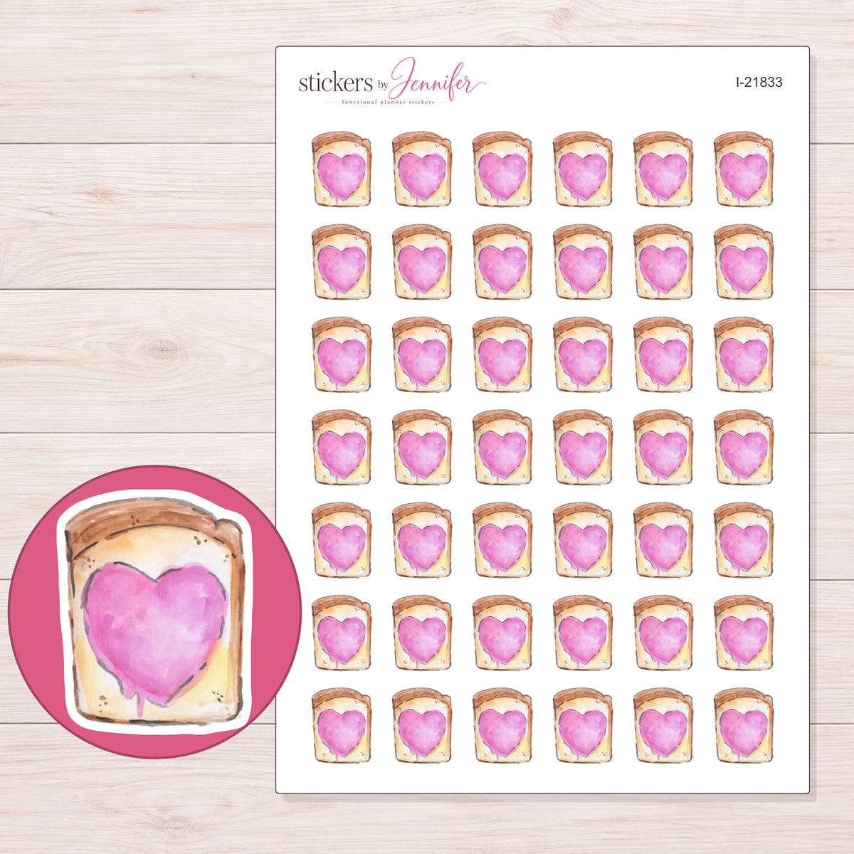 I-21833 planner sticker sheet with enlarged sticker detail