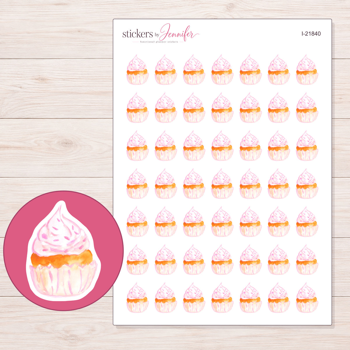 I-21840 planner sticker sheet with enlarged sticker detail