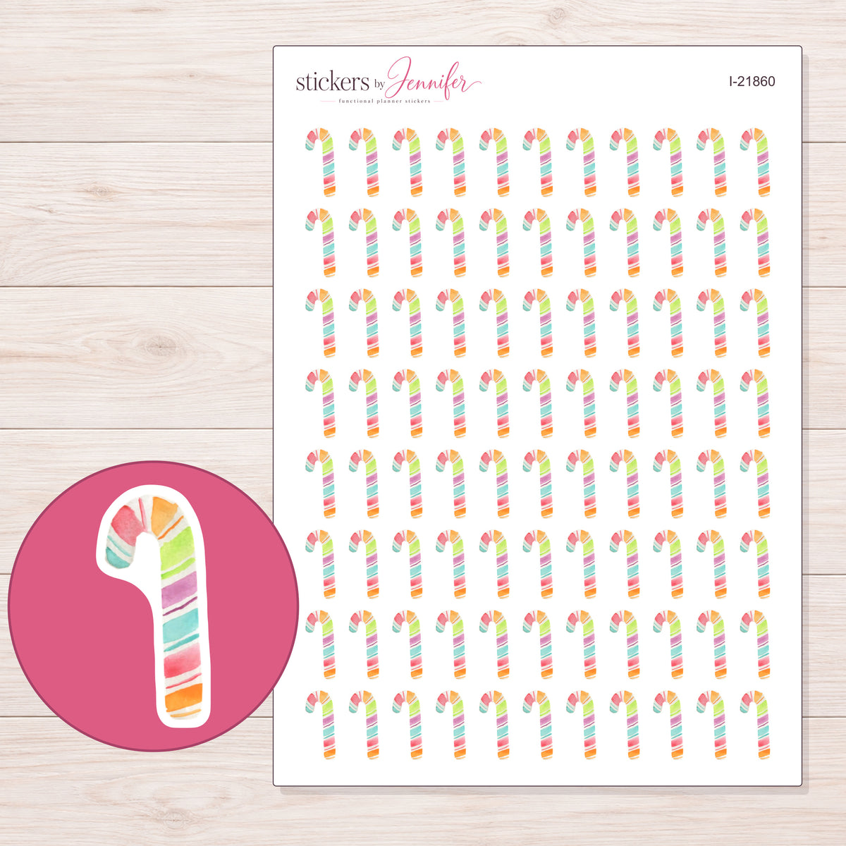 I-21860 planner sticker sheet with enlarged sticker detail