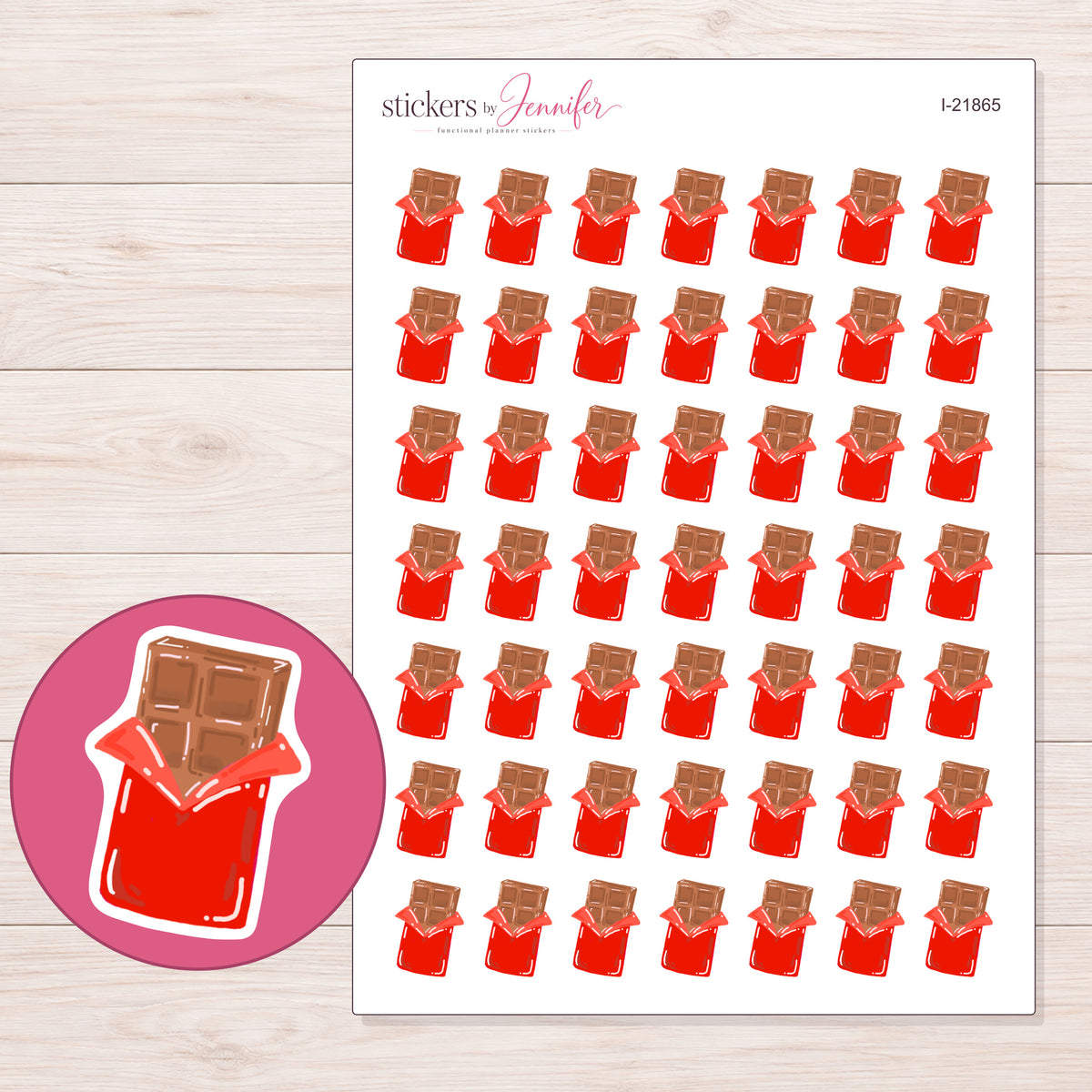 I-21865 planner sticker sheet with enlarged sticker detail