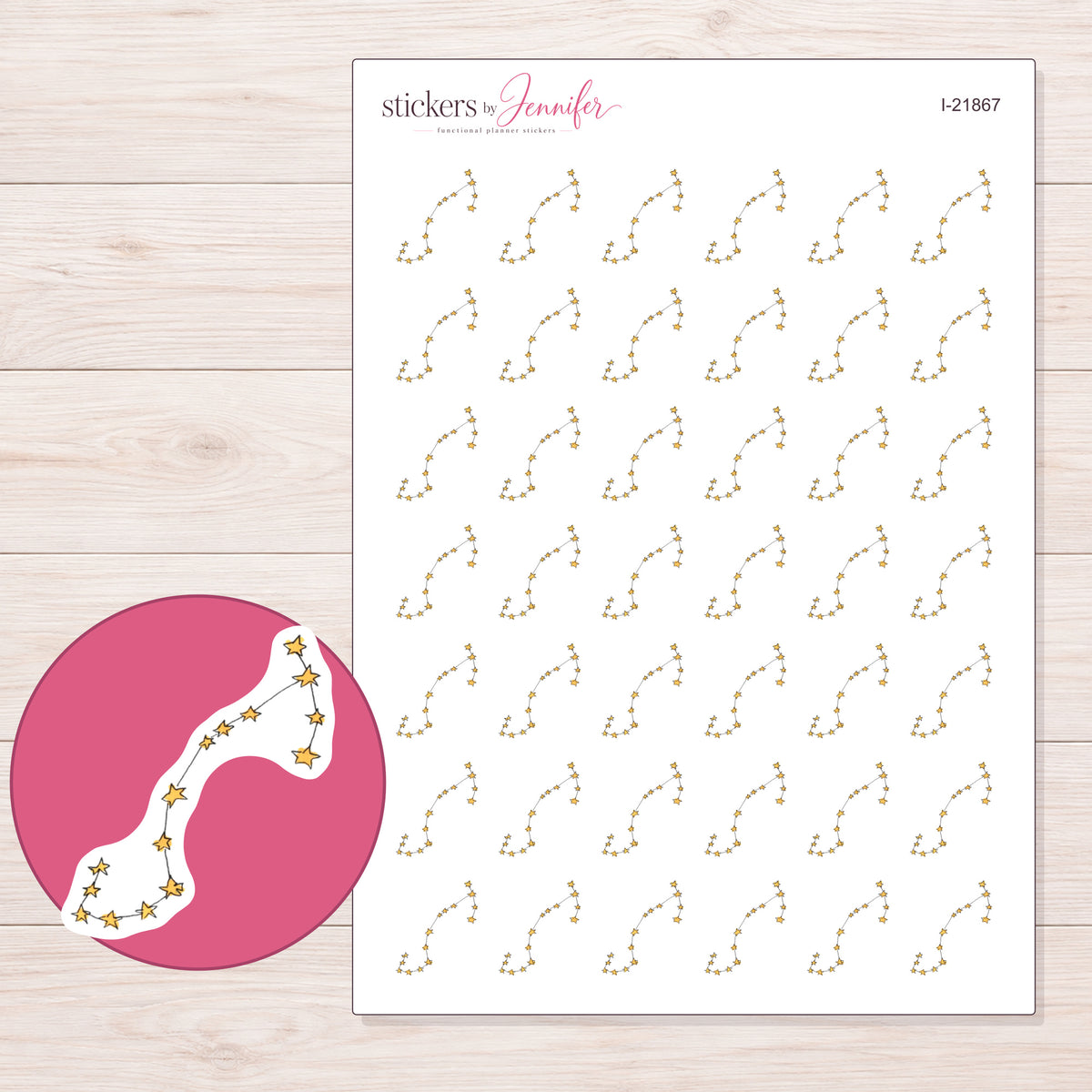 I-21867 planner sticker sheet with enlarged sticker detail