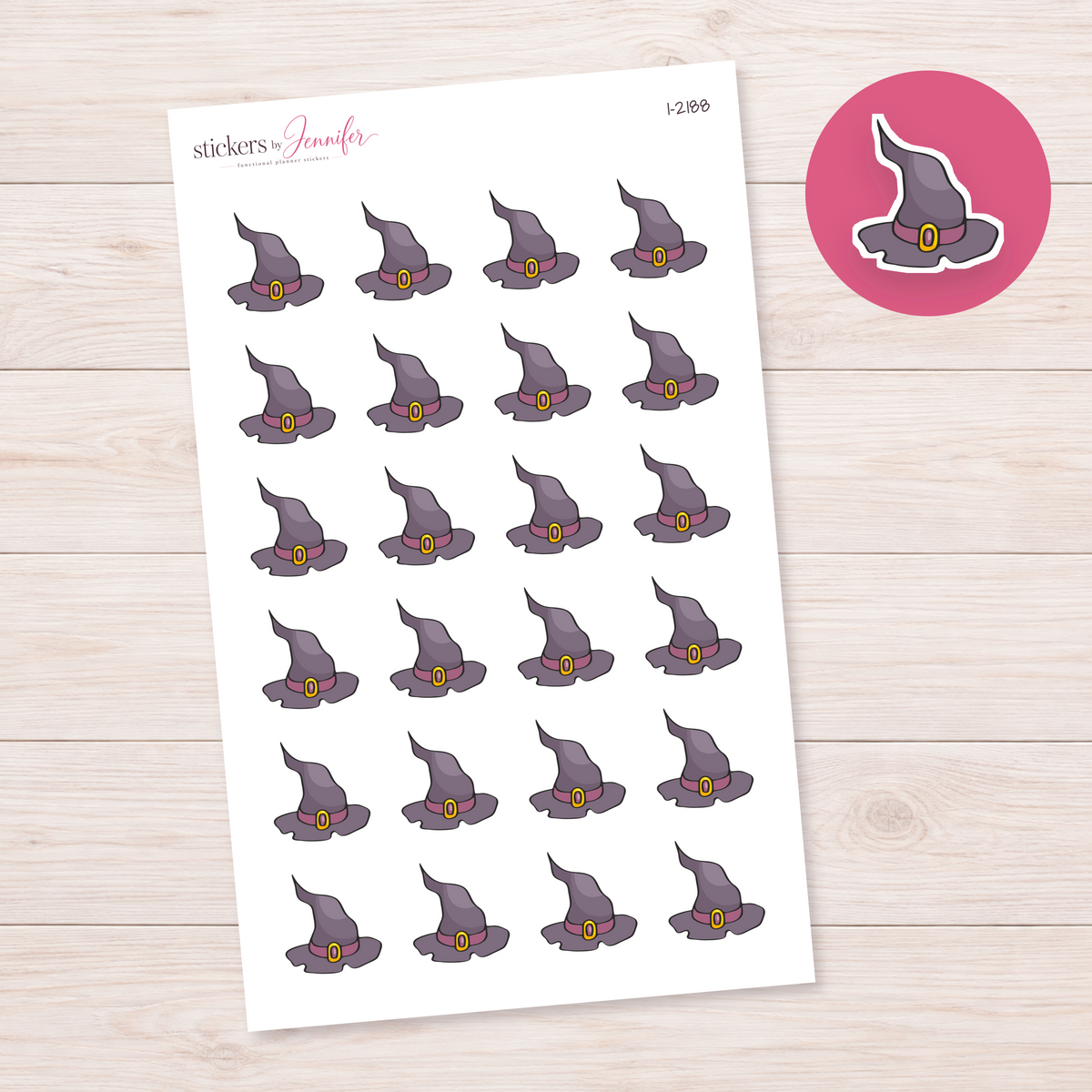 Purple Bent Witch Hat Planner Stickers | I-2188