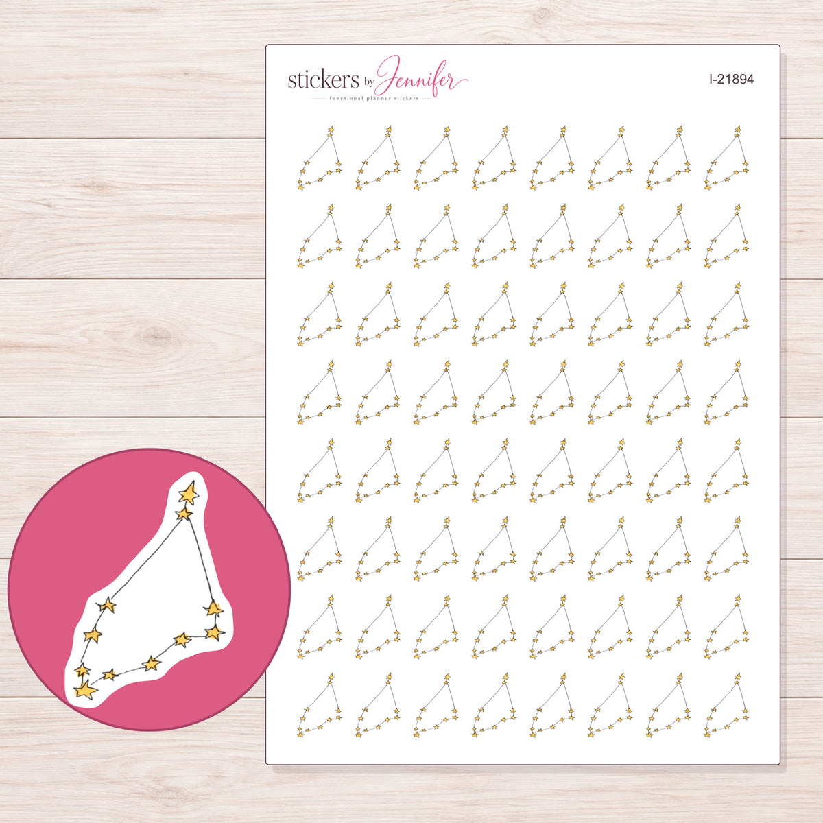I-21894 planner sticker sheet with enlarged sticker detail