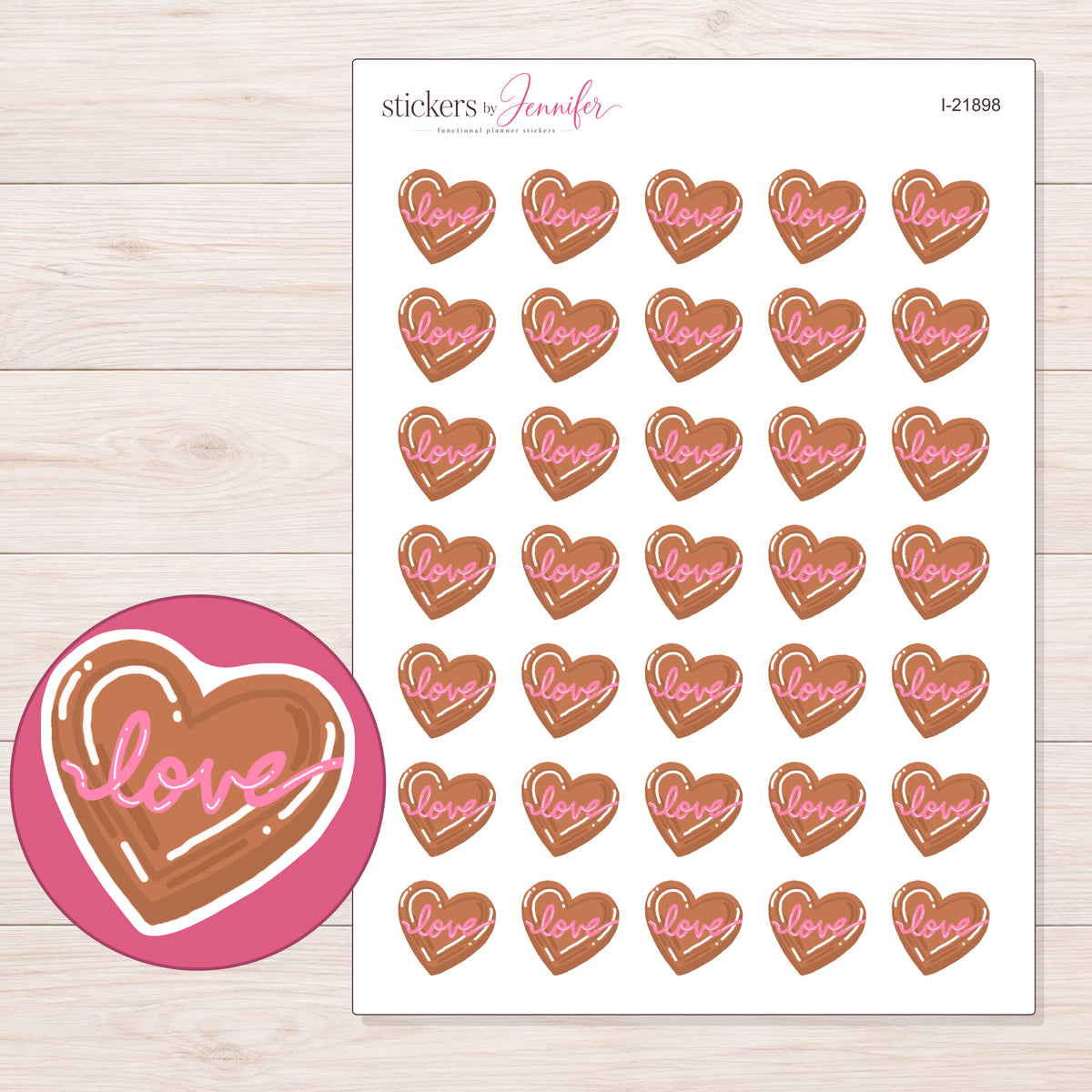 I-21898 planner sticker sheet with enlarged sticker detail