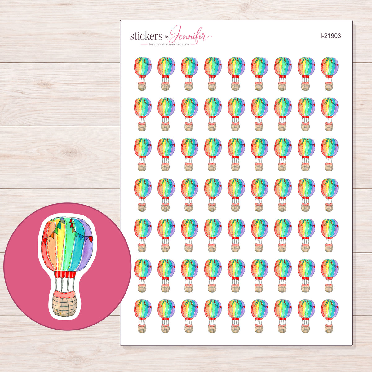 I-21903 planner sticker sheet with enlarged sticker detail