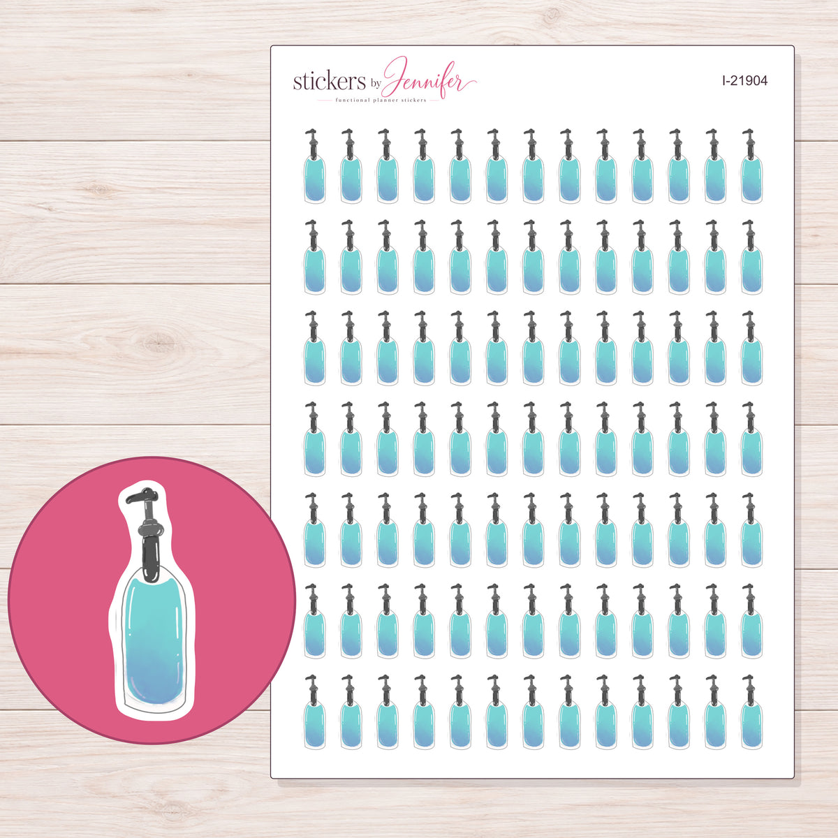 I-21904 planner sticker sheet with enlarged sticker detail