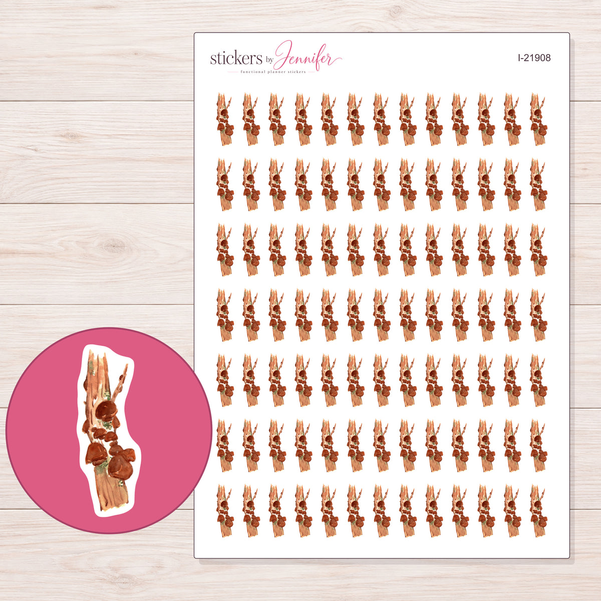 I-21908 planner sticker sheet with enlarged sticker detail