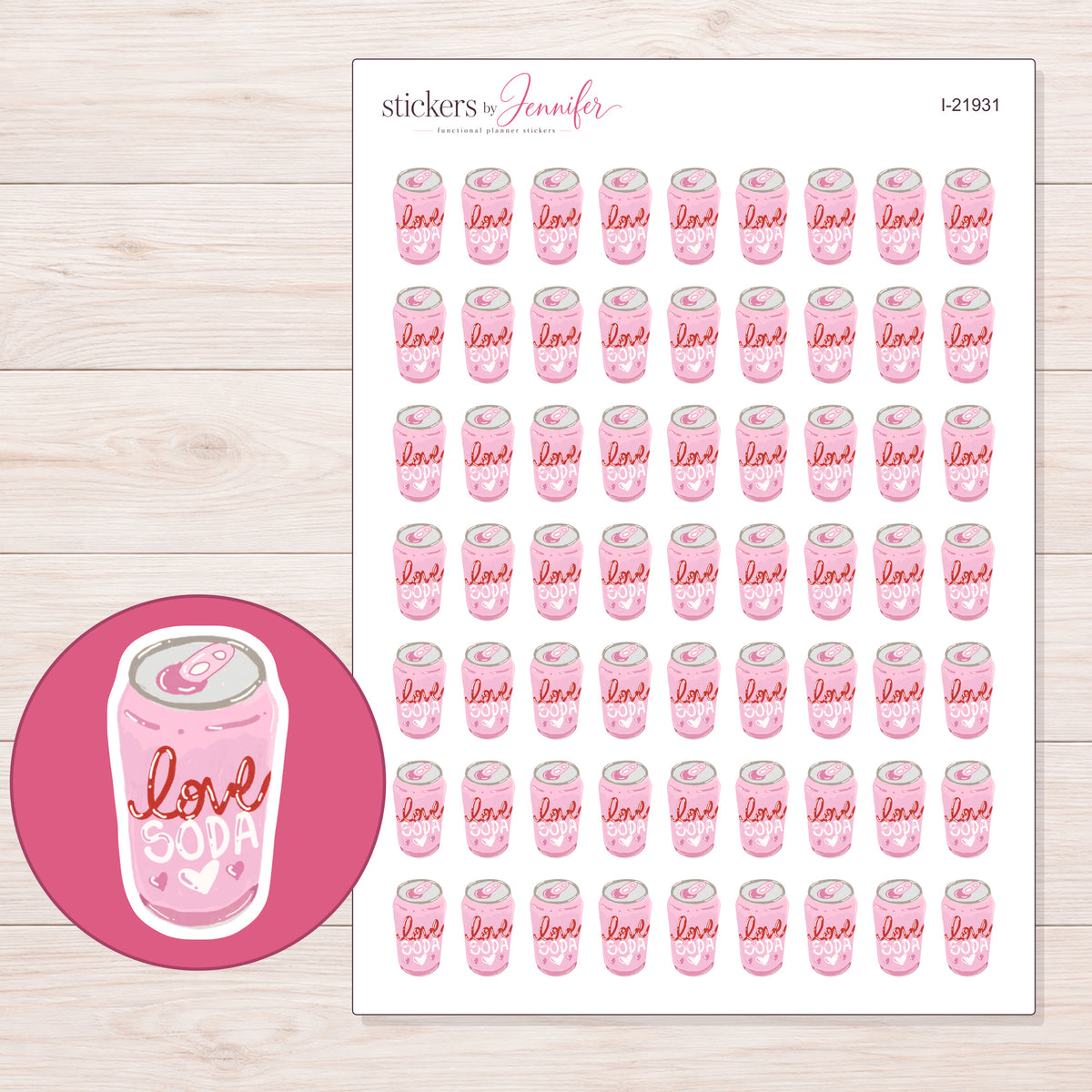 I-21931 planner sticker sheet with enlarged sticker detail