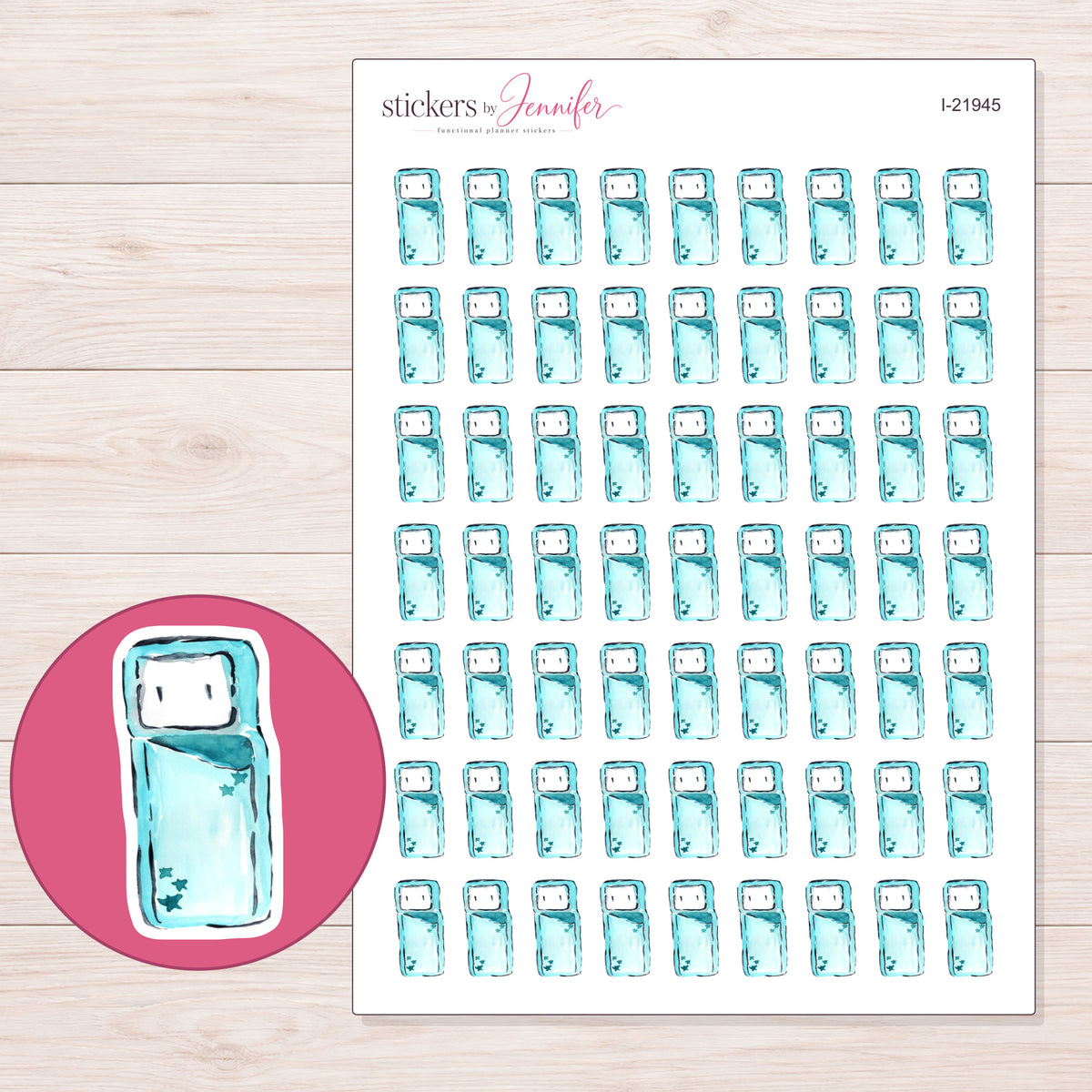 I-21945 planner sticker sheet with enlarged sticker detail