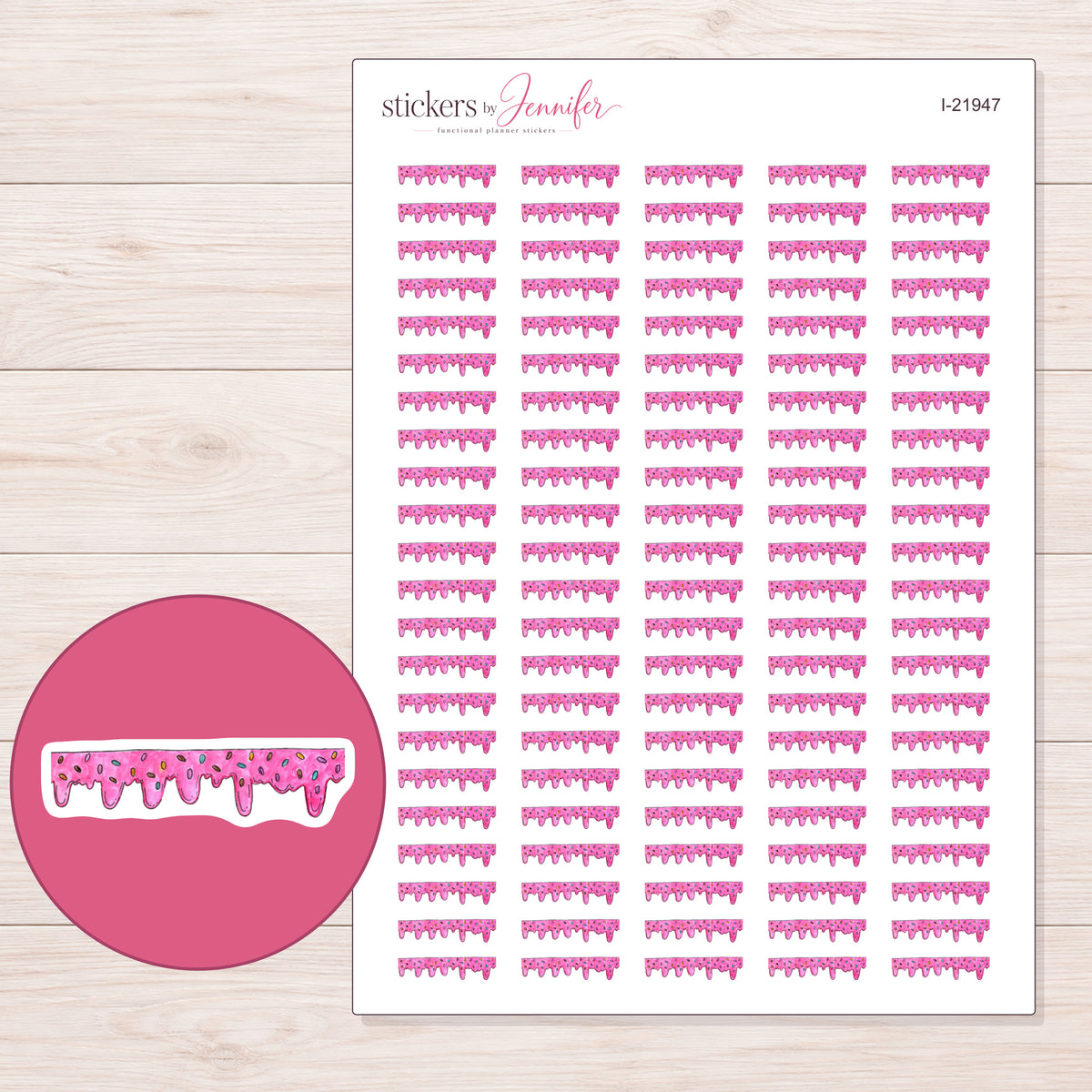 I-21947 planner sticker sheet with enlarged sticker detail