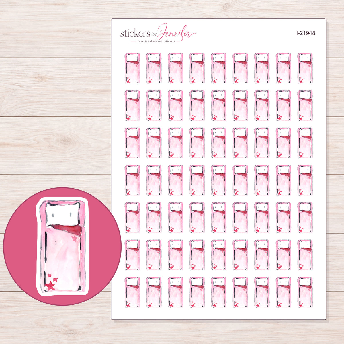 I-21948 planner sticker sheet with enlarged sticker detail