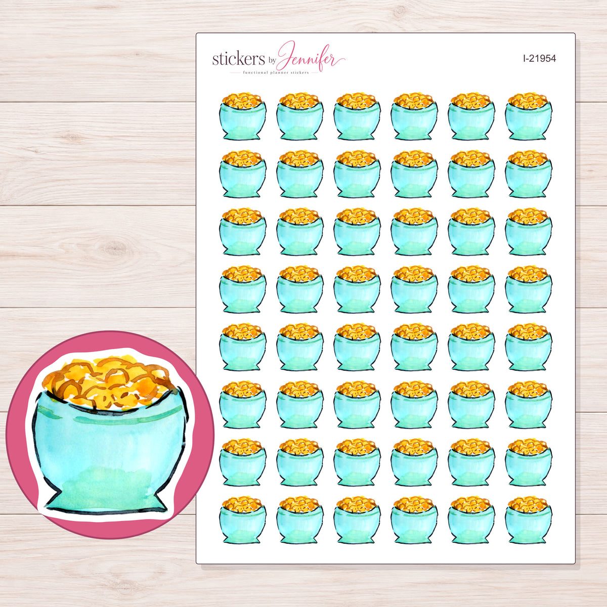 I-21954 planner sticker sheet with enlarged sticker detail