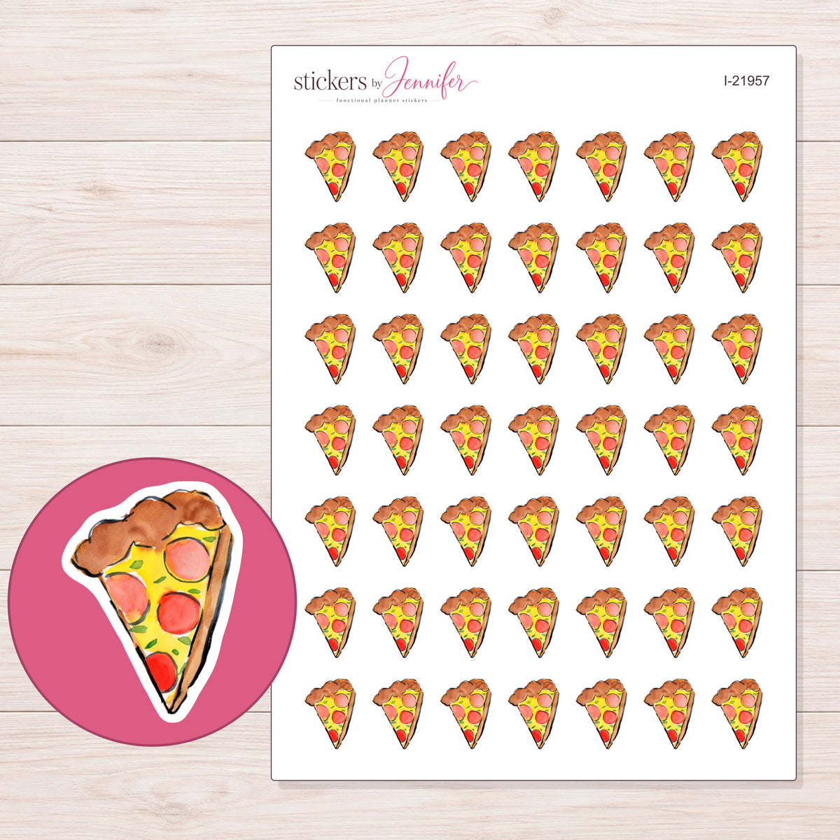 I-21957 planner sticker sheet with enlarged sticker detail