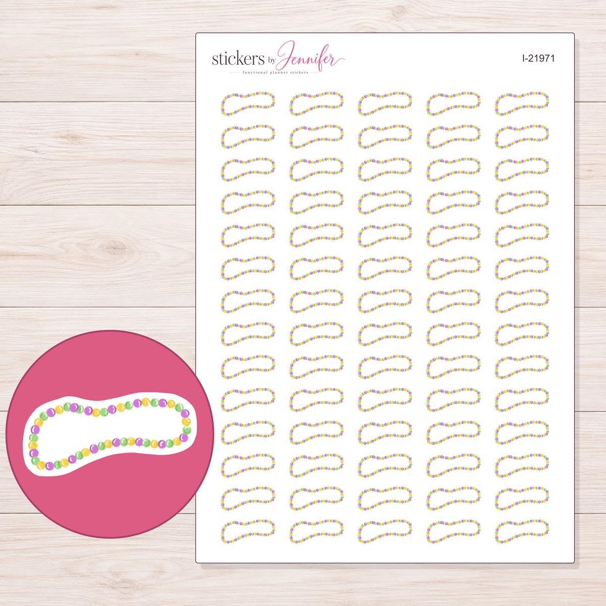 I-21971 planner sticker sheet with enlarged sticker detail