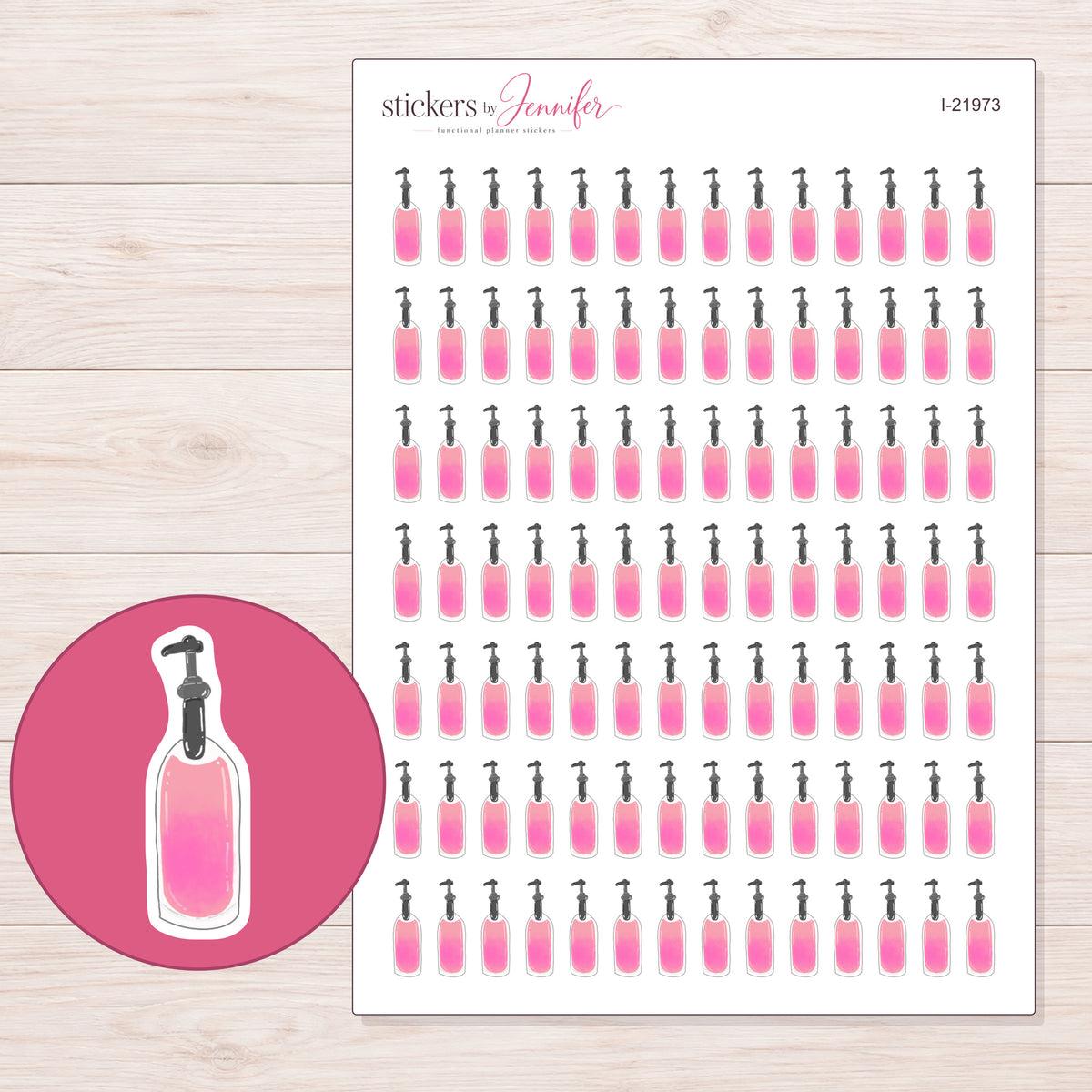 I-21973 planner sticker sheet with enlarged sticker detail