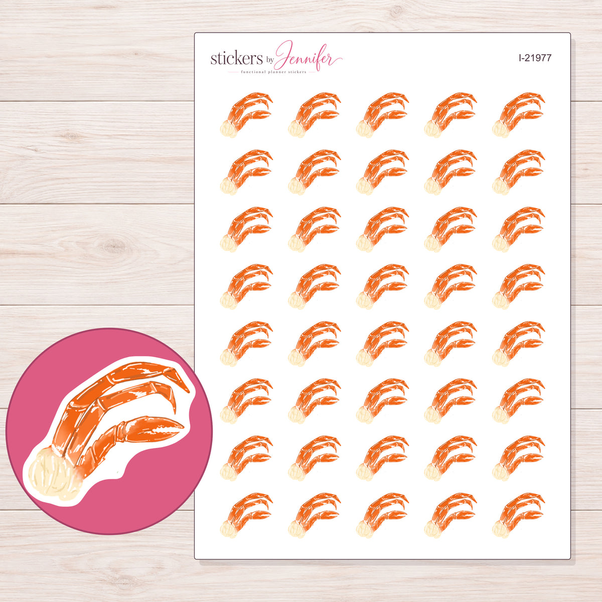 I-21977 planner sticker sheet with enlarged sticker detail
