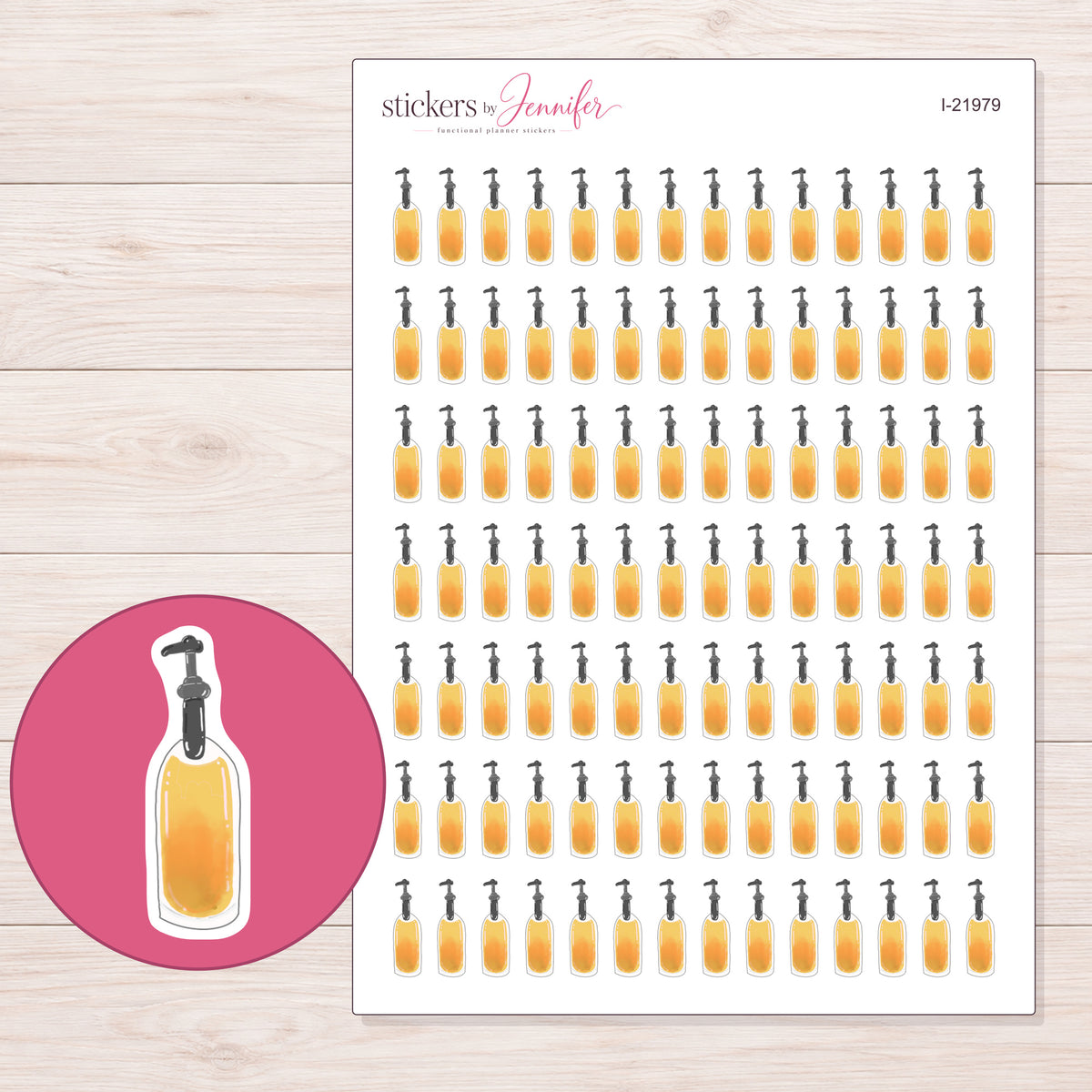 I-21979 planner sticker sheet with enlarged sticker detail