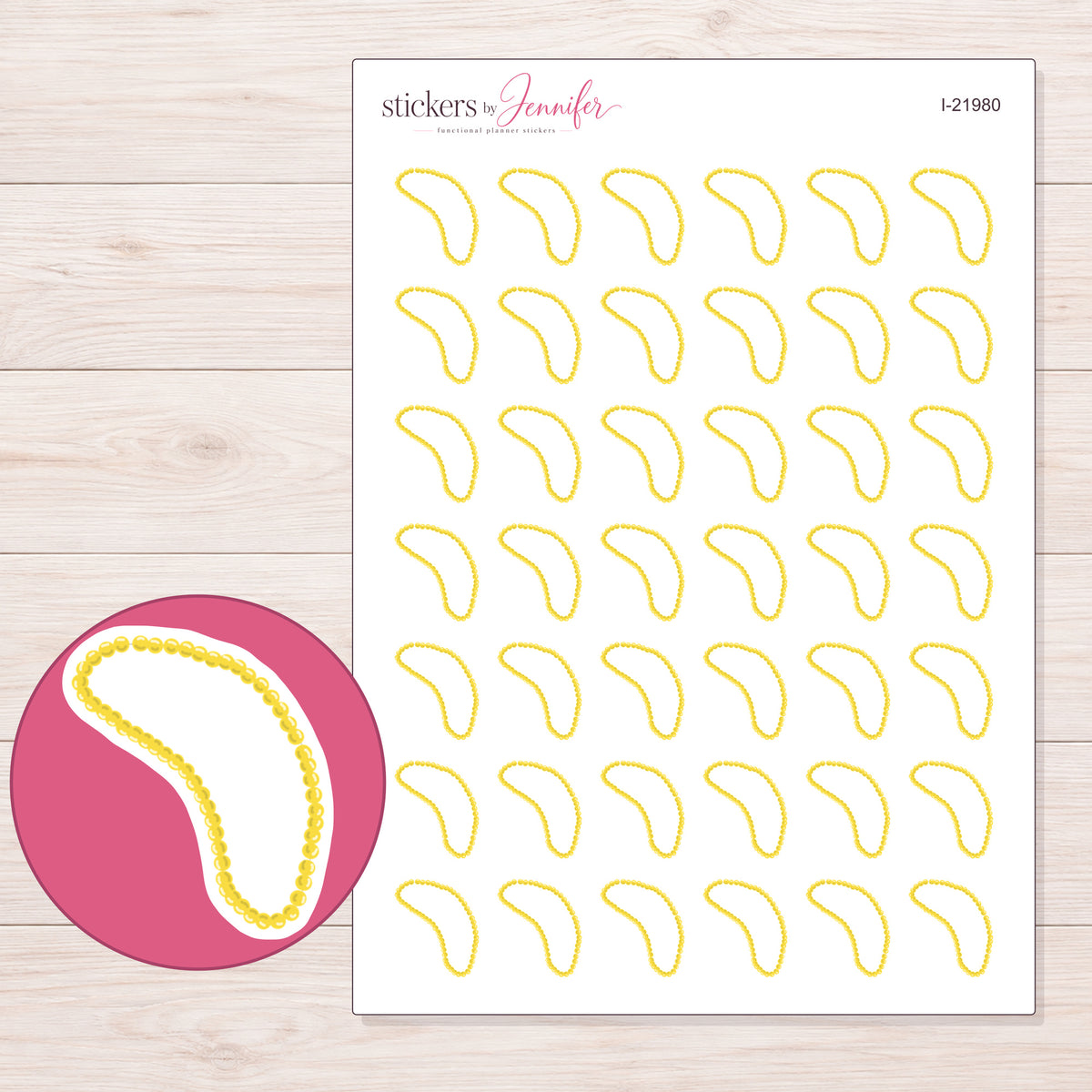 I-21980 planner sticker sheet with enlarged sticker detail