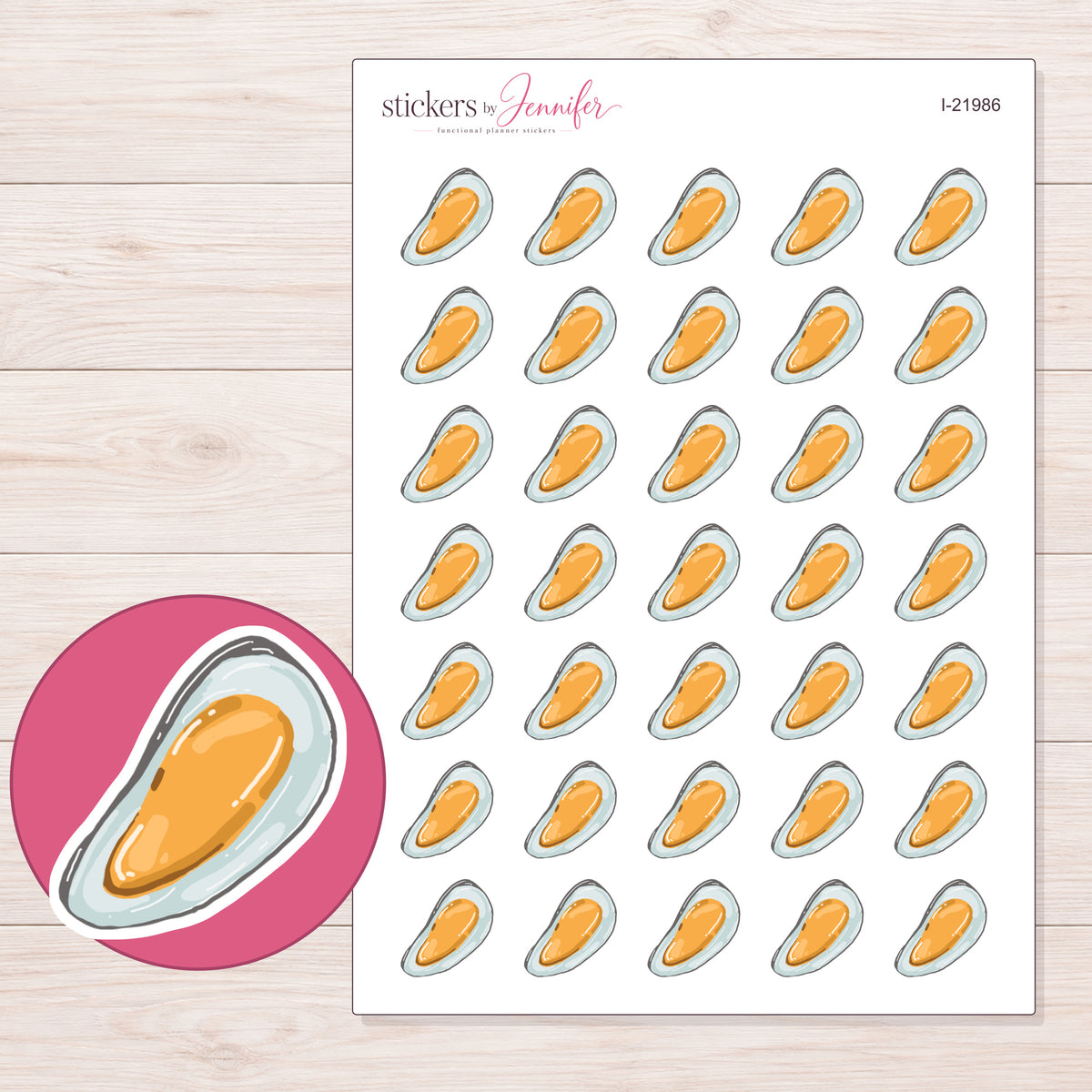 I-21986 planner sticker sheet with enlarged sticker detail