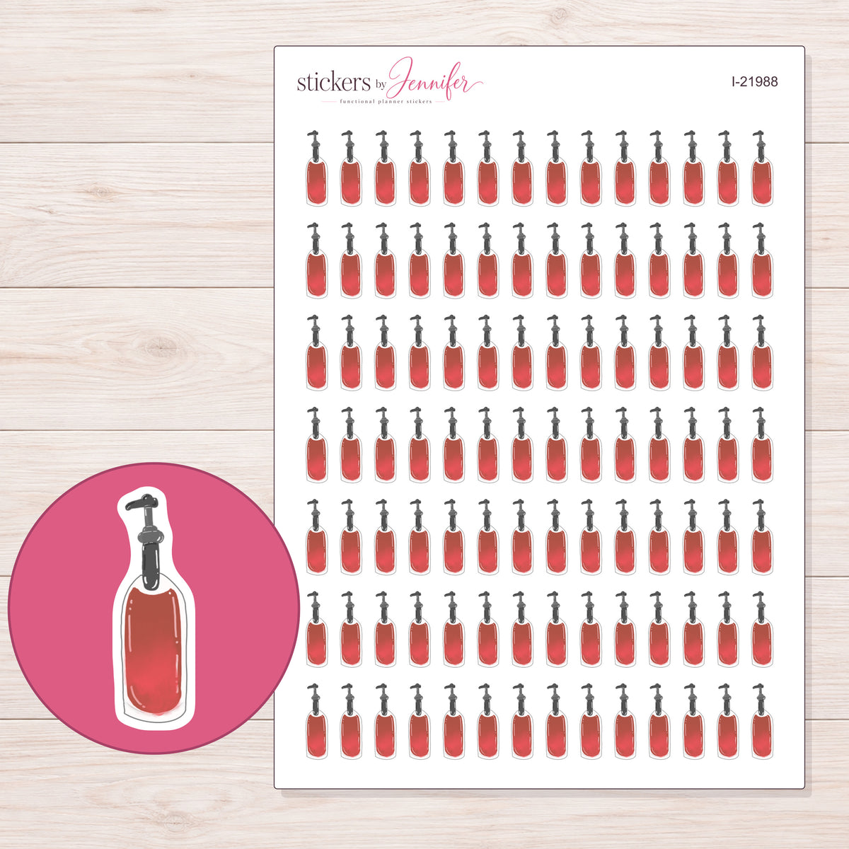 I-21988 planner sticker sheet with enlarged sticker detail