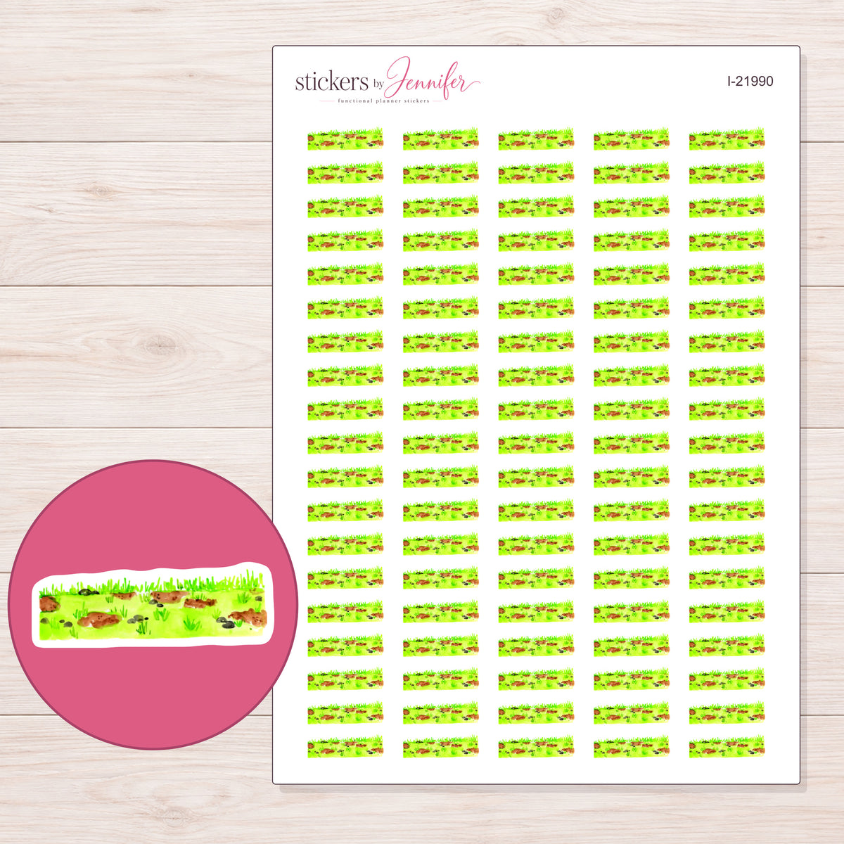 I-21990 planner sticker sheet with enlarged sticker detail