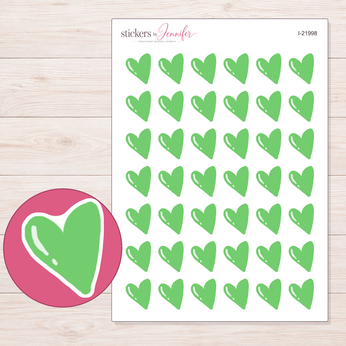 I-21998 planner sticker sheet with enlarged sticker detail