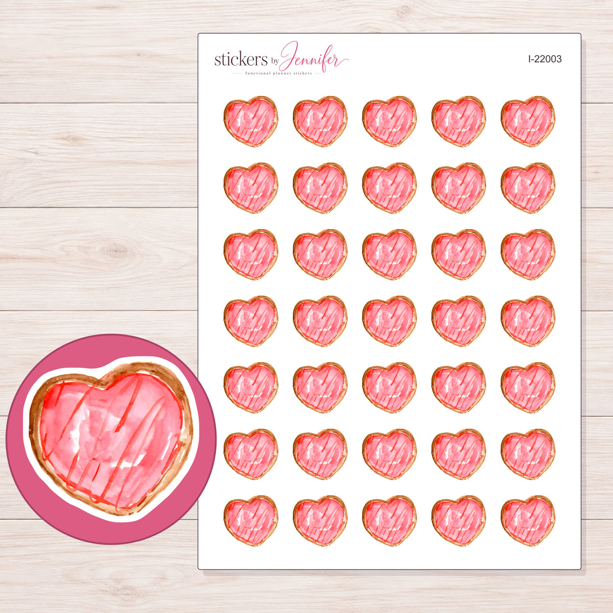 I-22003 planner sticker sheet with enlarged sticker detail