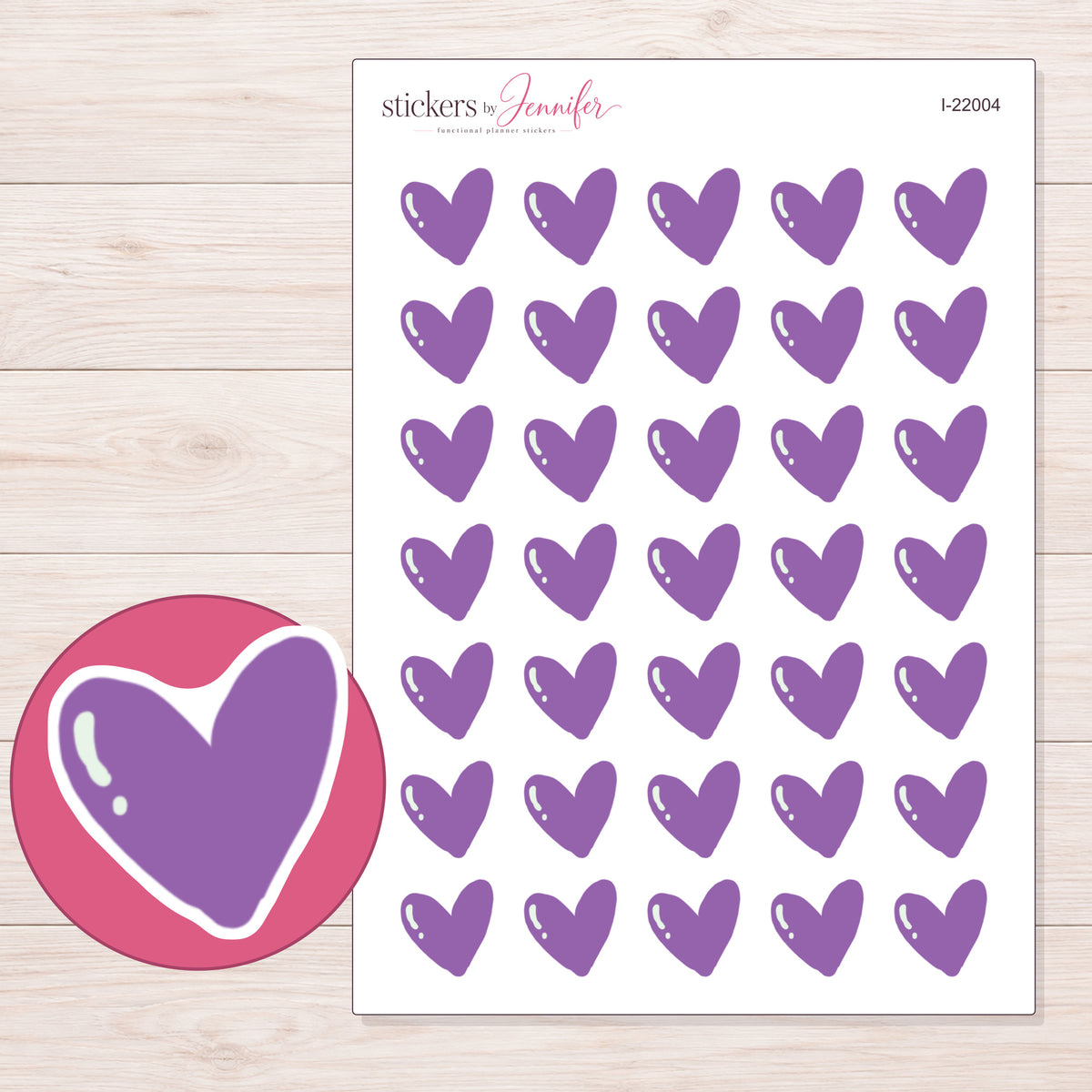 I-22004 planner sticker sheet with enlarged sticker detail