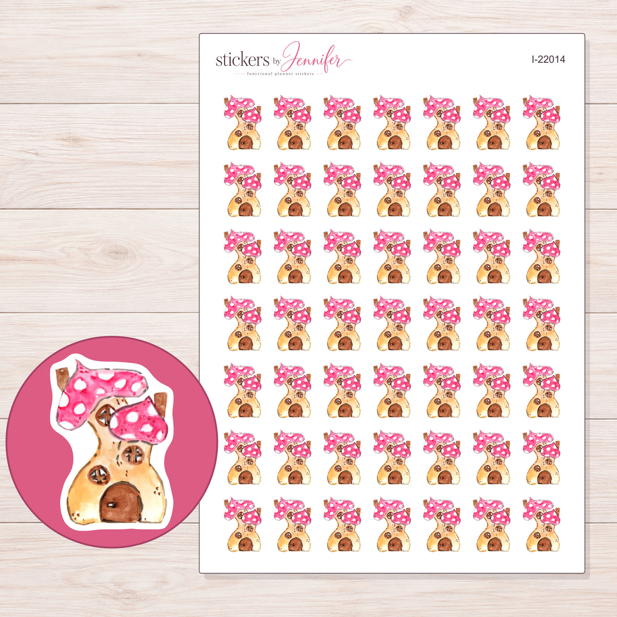 I-22014 planner sticker sheet with enlarged sticker detail