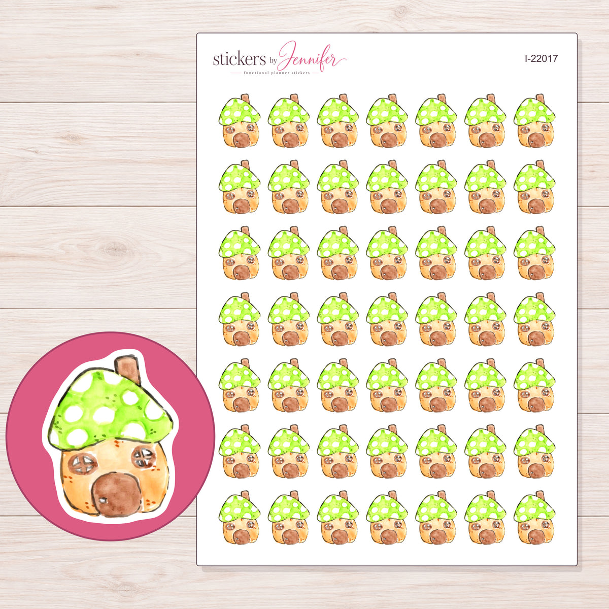 I-22017 planner sticker sheet with enlarged sticker detail