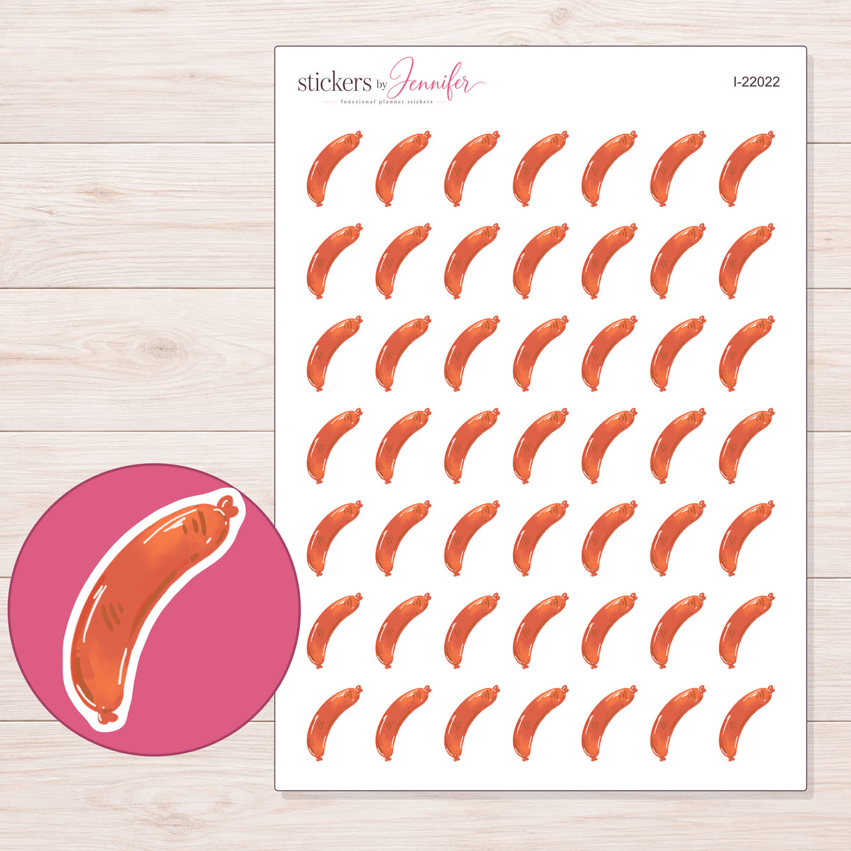 I-22022 planner sticker sheet with enlarged sticker detail