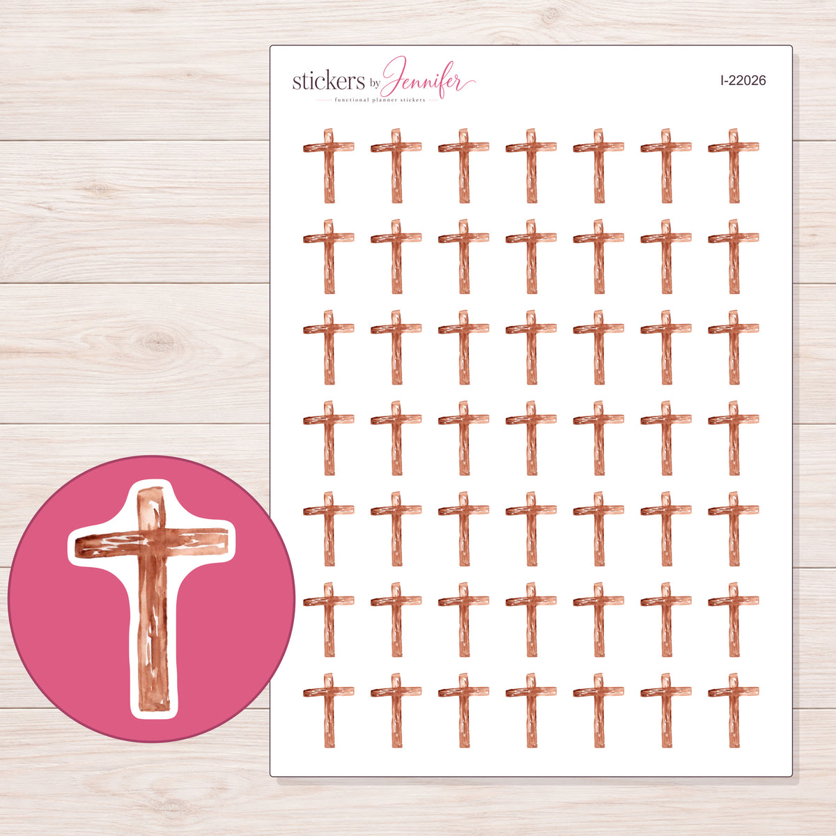 I-22026 planner sticker sheet with enlarged sticker detail