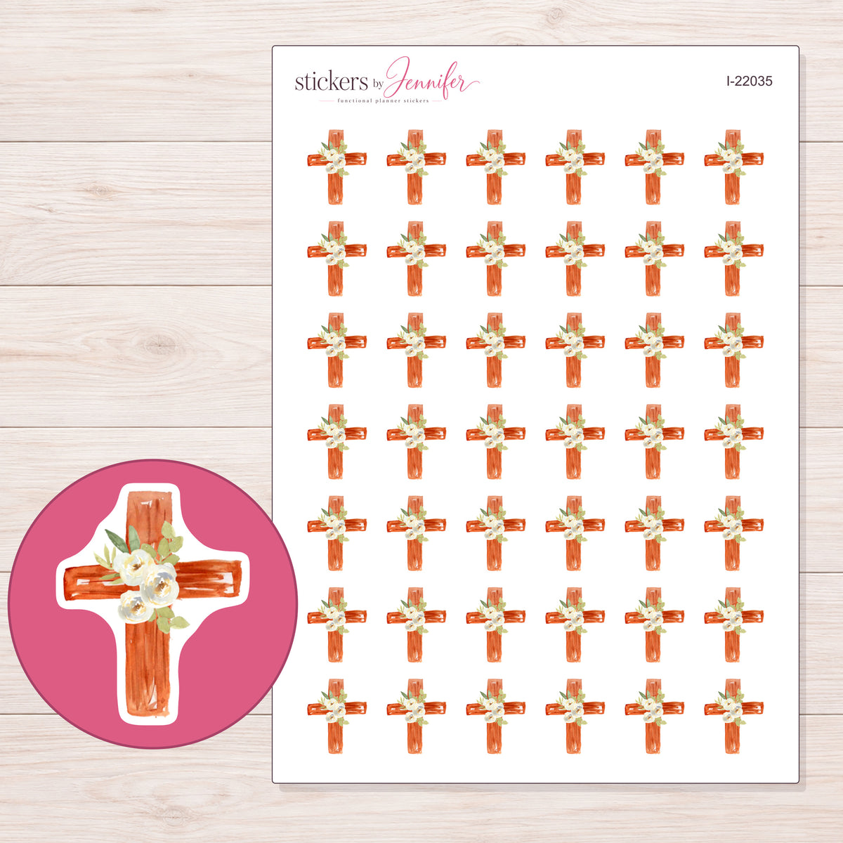 I-22035 planner sticker sheet with enlarged sticker detail
