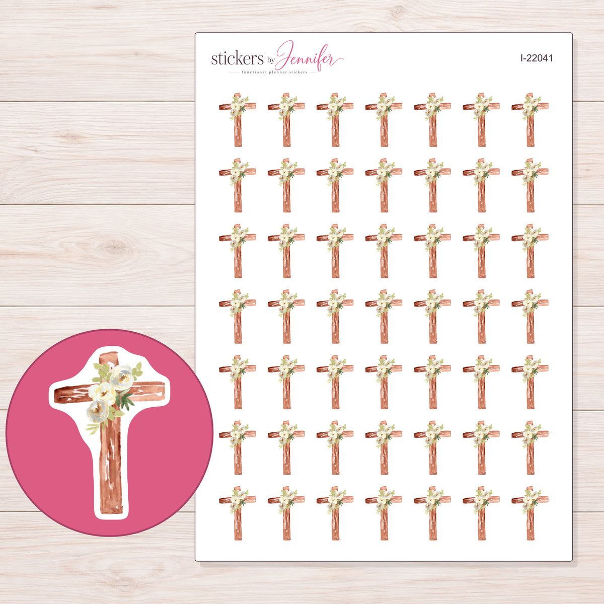 I-22041 planner sticker sheet with enlarged sticker detail