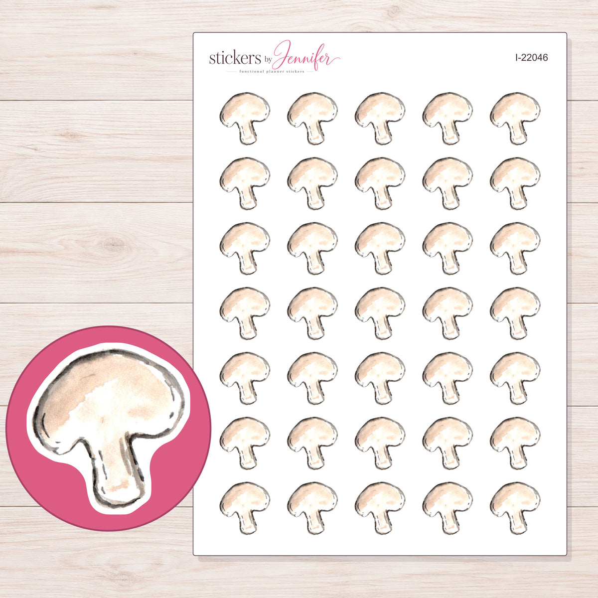 I-22046 planner sticker sheet with enlarged sticker detail