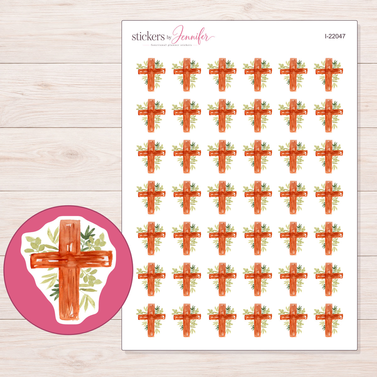I-22047 planner sticker sheet with enlarged sticker detail
