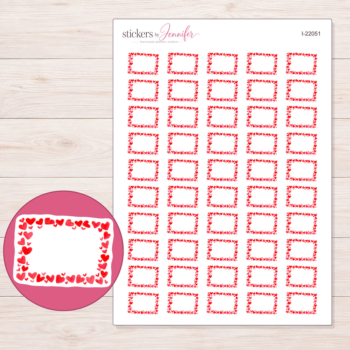 I-22051 planner sticker sheet with enlarged sticker detail
