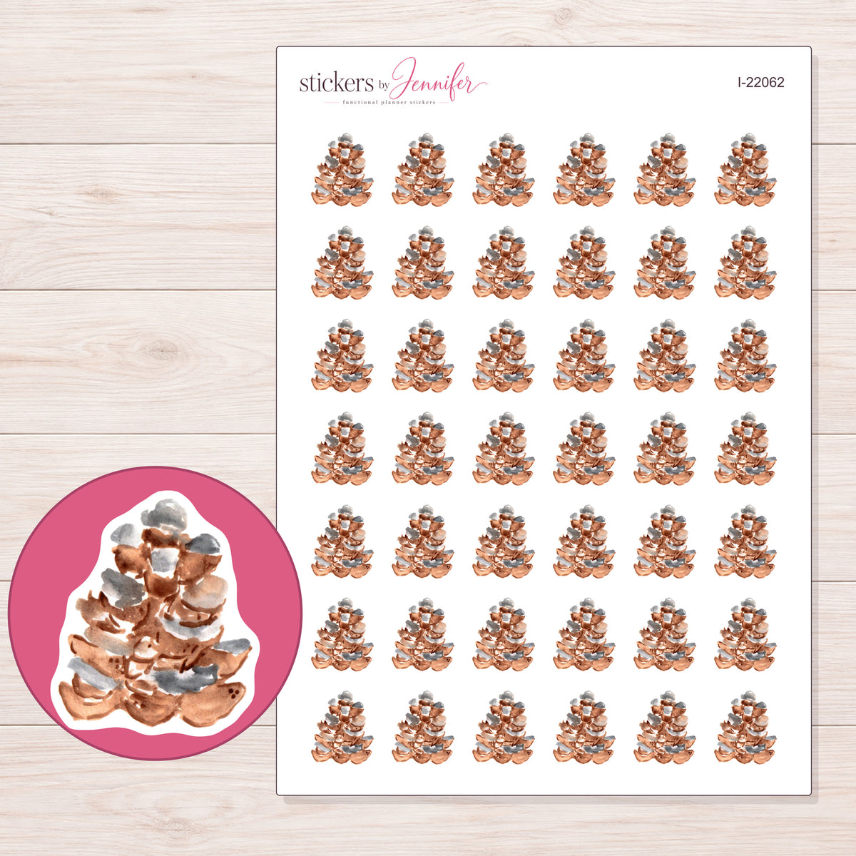 I-22062 planner sticker sheet with enlarged sticker detail