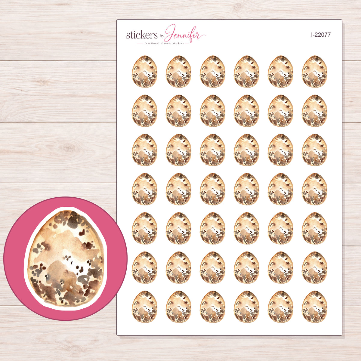 I-22077 planner sticker sheet with enlarged sticker detail