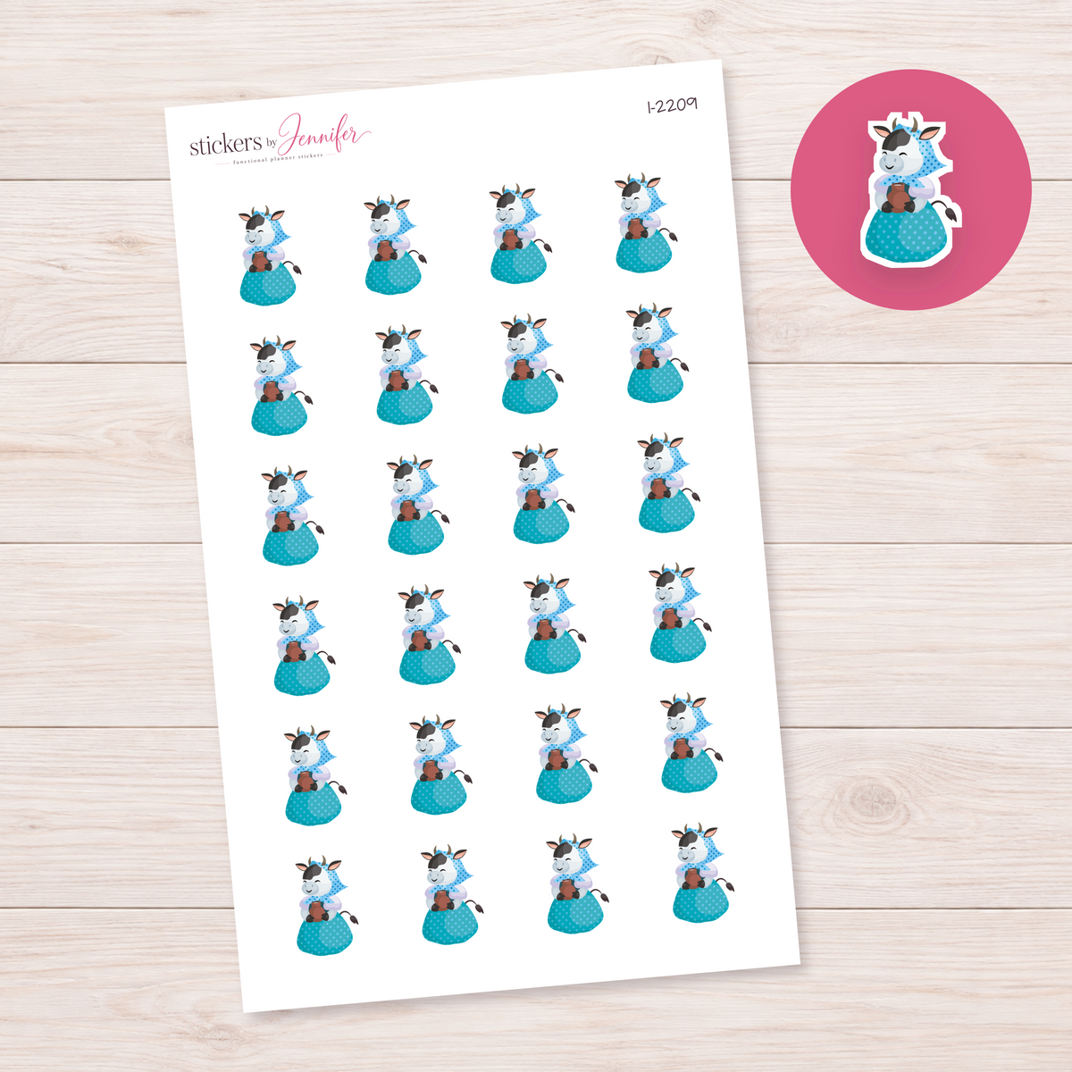 Cow Holding a Jug Planner Stickers | I-2209