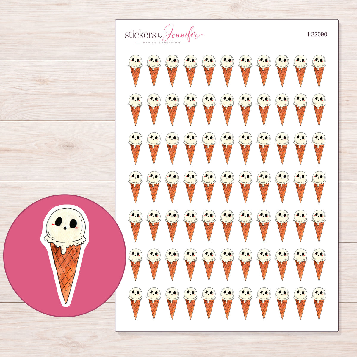 I-22090 planner sticker sheet with enlarged sticker detail